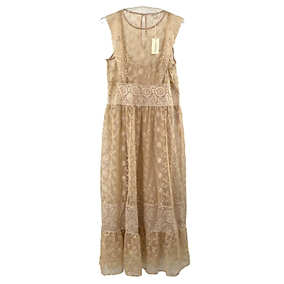 Sundance Dresses & Skirts - SUNDANCE Champagne Lace Faythe Maxi Dress